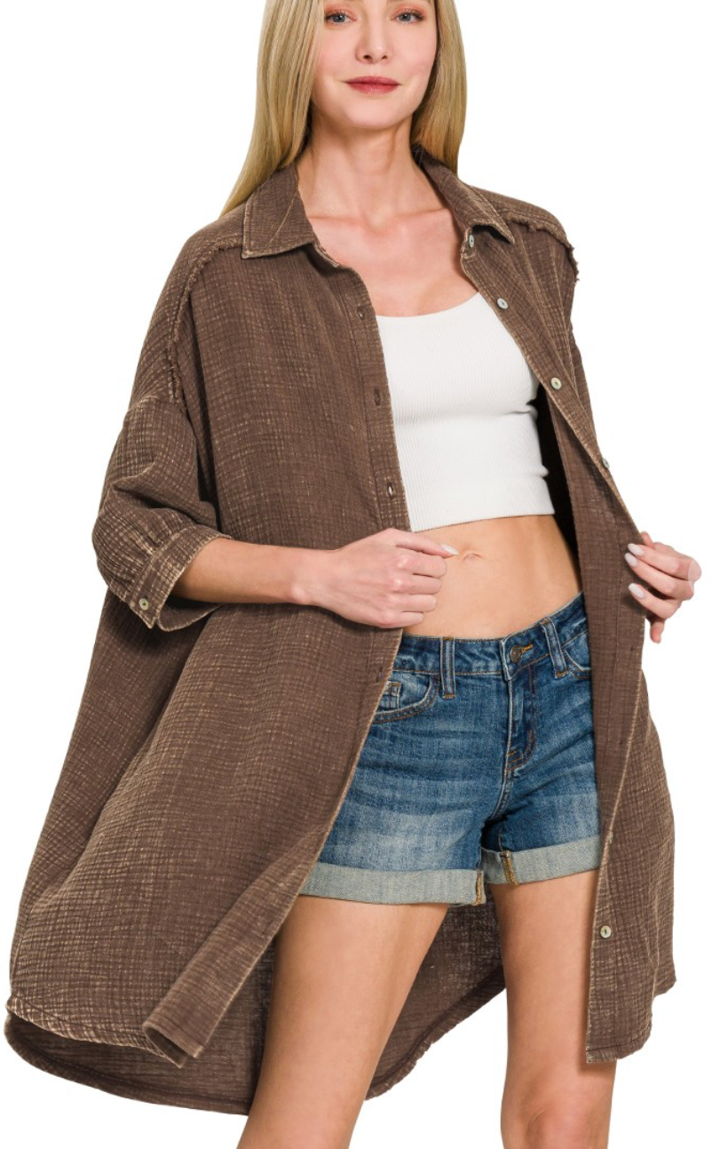 Effortless Shirt Dress - Chocolate - FINAL SALE