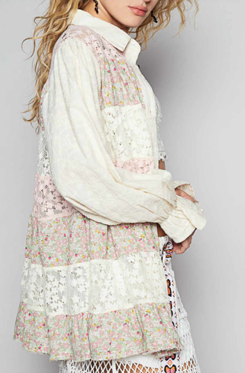 Beach Blooms Button Up Shirt