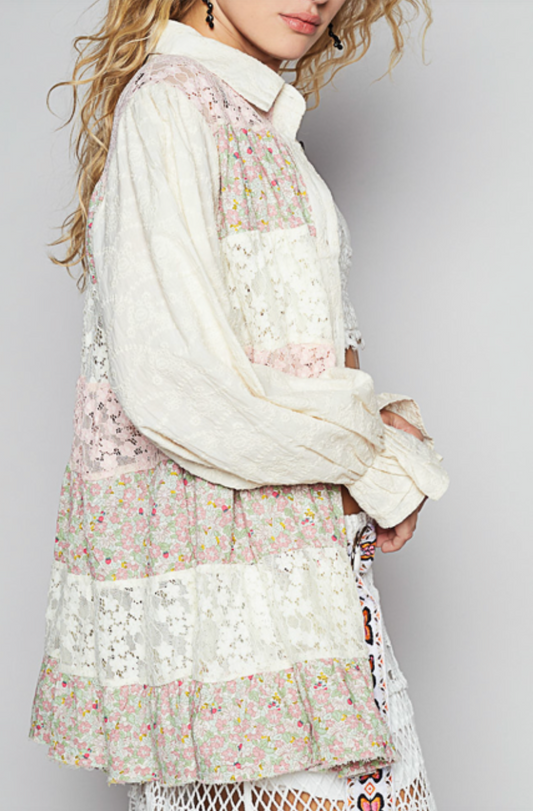 Beach Blooms Button Up Shirt