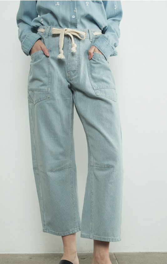 Miners Striped Denim Barrel Pants