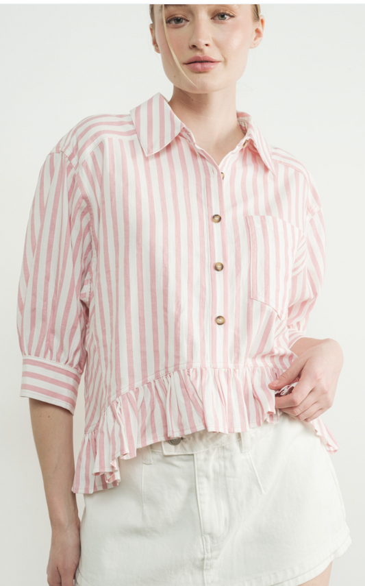 Candy Stripe Button Front Shirt