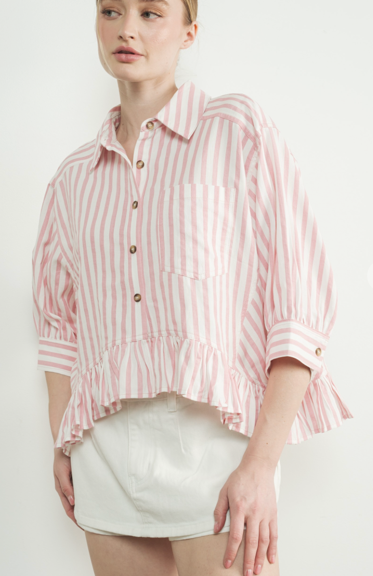 Candy Stripe Button Front Shirt