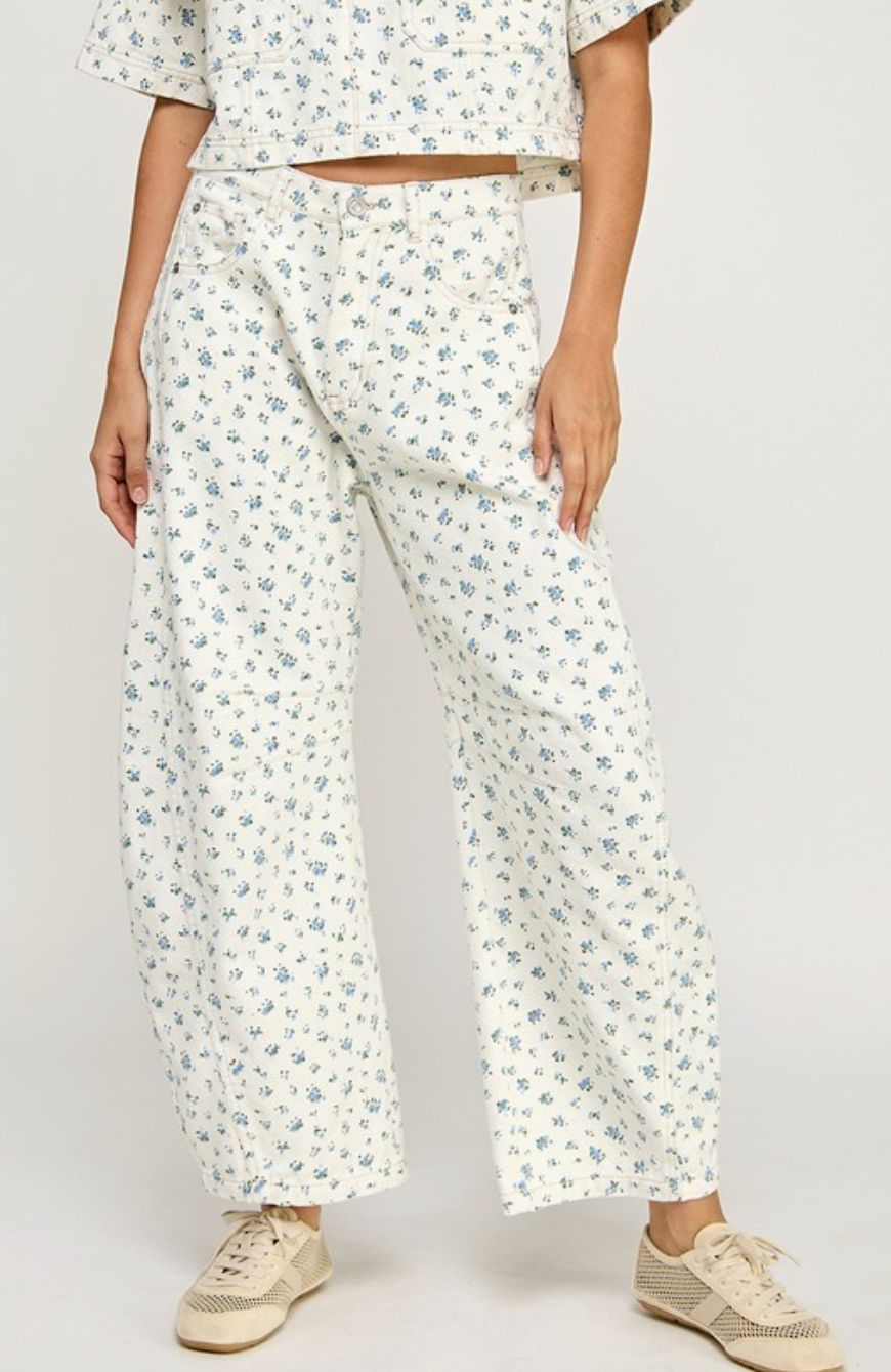 Little Flowers Barrel Jeans