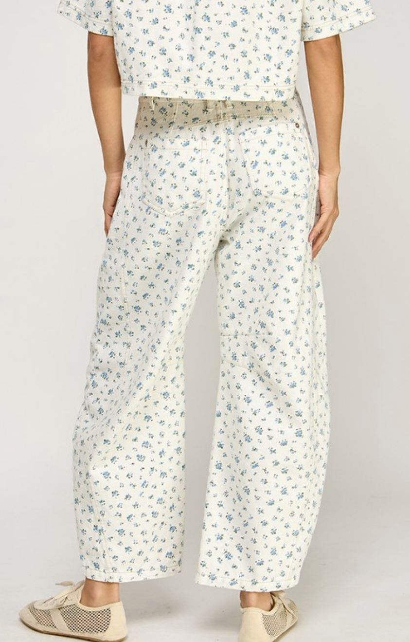 Little Flowers Barrel Jeans