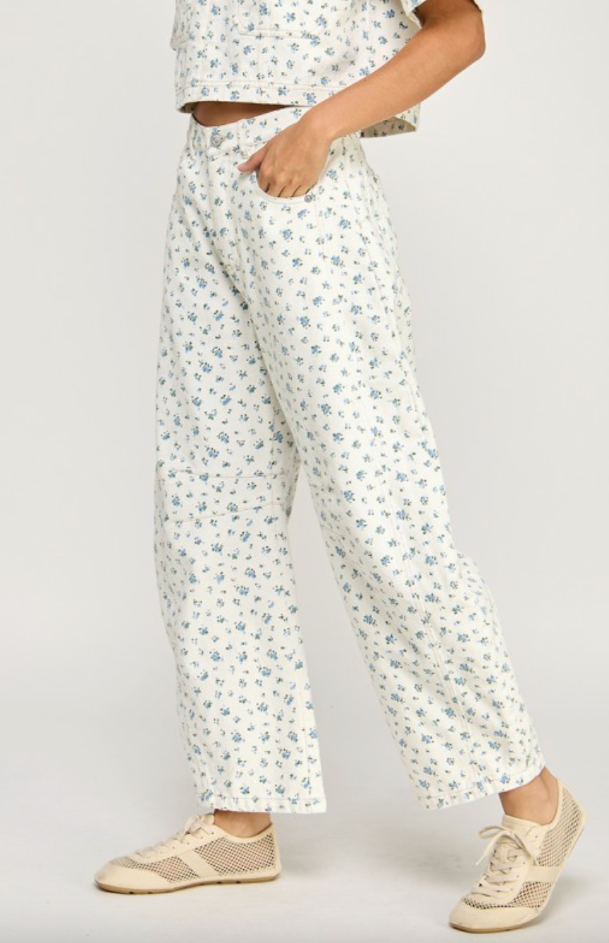 Little Flowers Barrel Jeans