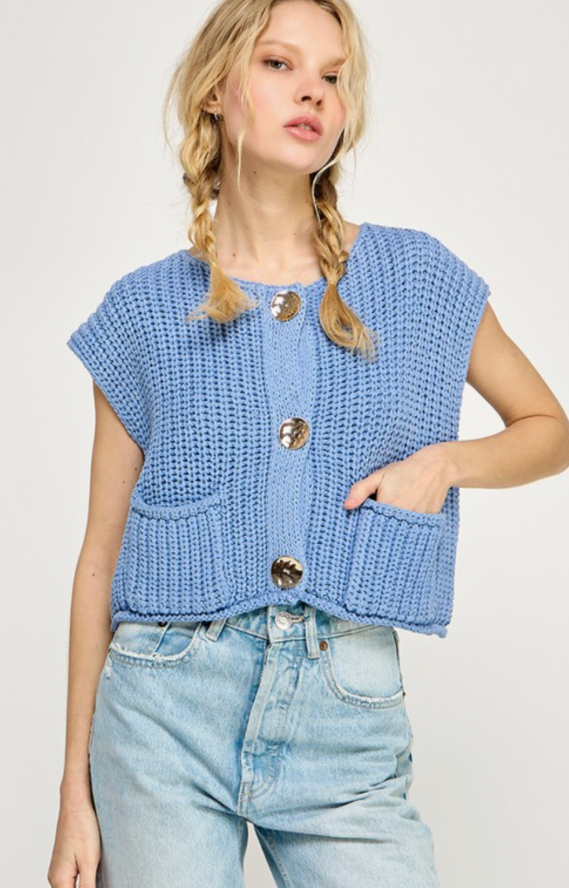 Deep Oceans Chunky Knit Sweater Vest
