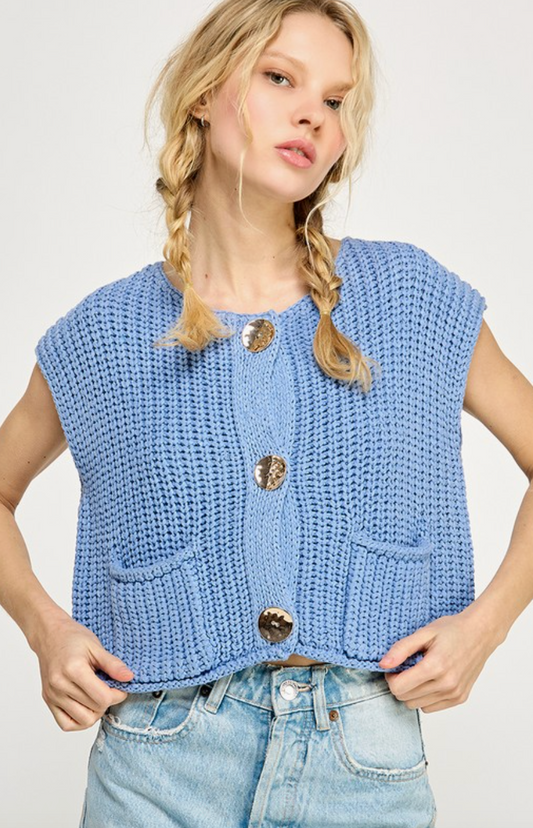 Deep Oceans Chunky Knit Sweater Vest