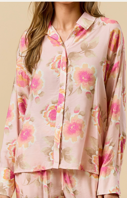 Soft Blooms Button Down Top