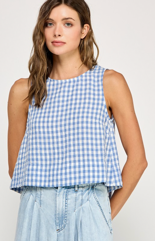 Summer Days Gingham Top - Blue