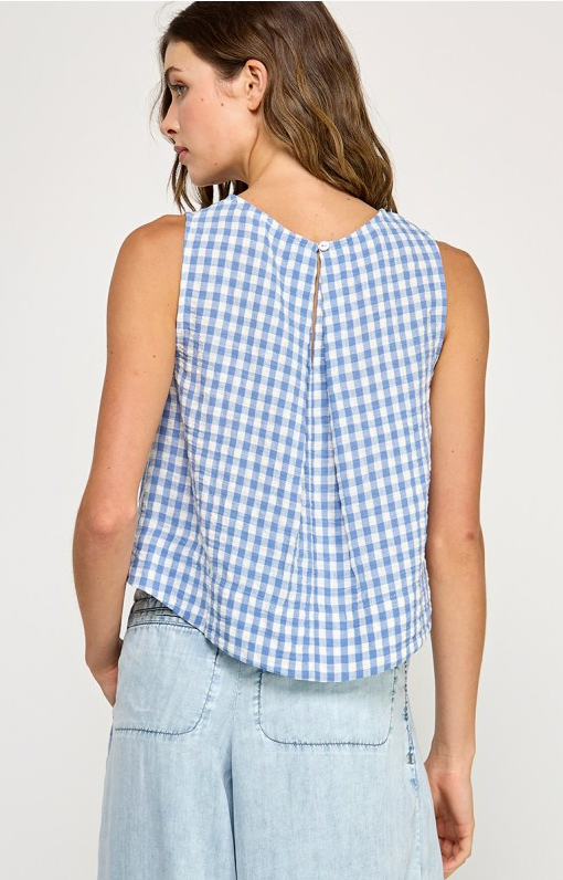 Summer Days Gingham Top - Blue