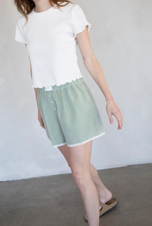 Lace Gingham Boxer Shorts