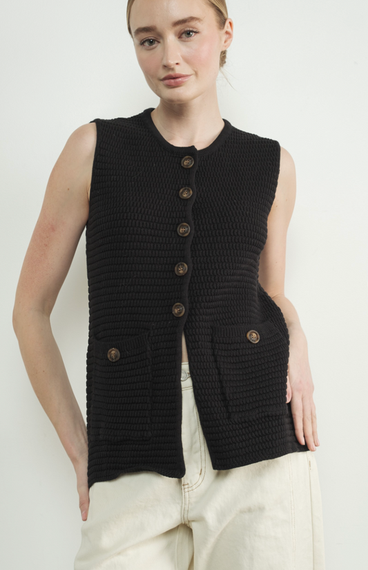 Forever Young Knit Vest - Black