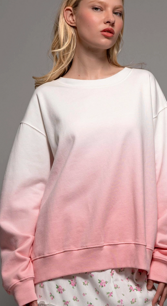 Ombre Dip-Dyed Sweatshirt - Sunrise Pink