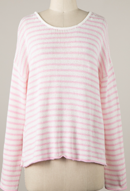 Ocean Souls Striped Sweater - Pink