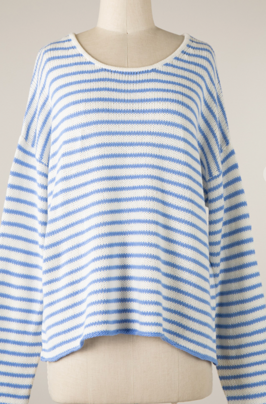 Ocean Souls Striped Sweater - Light Blue