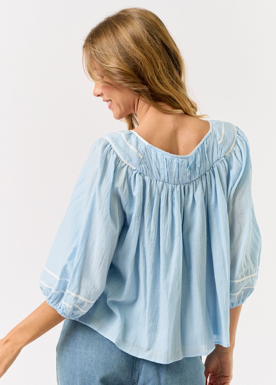 Sky Blue Gauze Blouse