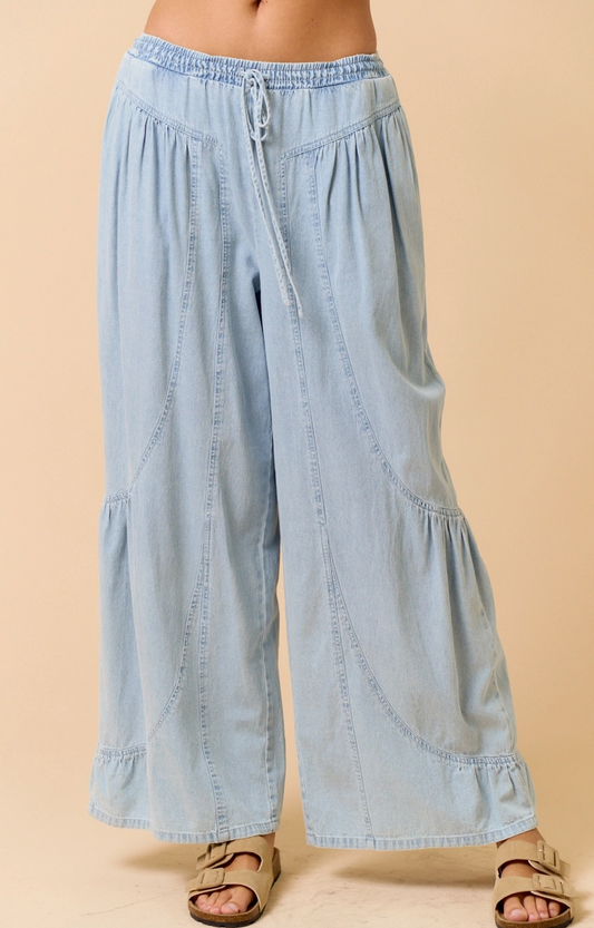 Light Denim Wide Leg Pant