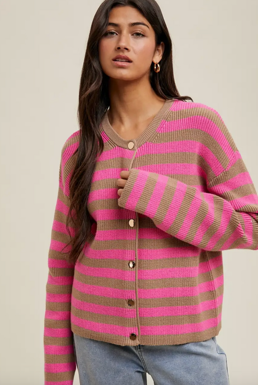 Strawberry Latte Striped Sweater