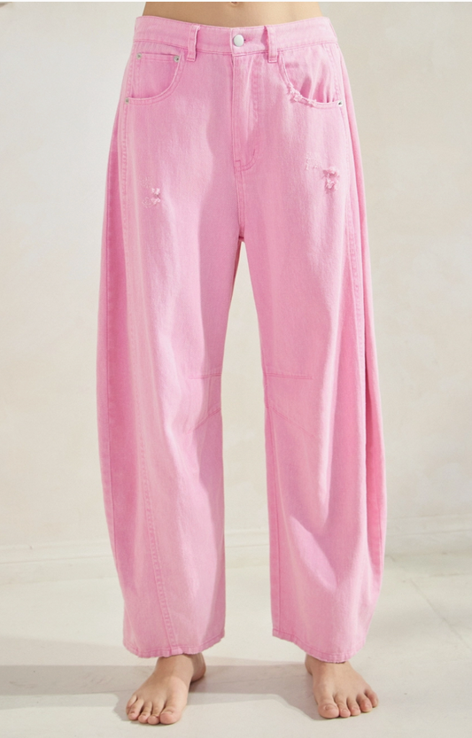 Pink Slouchy Barrel Pants