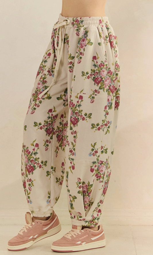 Get Cozy Floral Barrel Sweat Pants