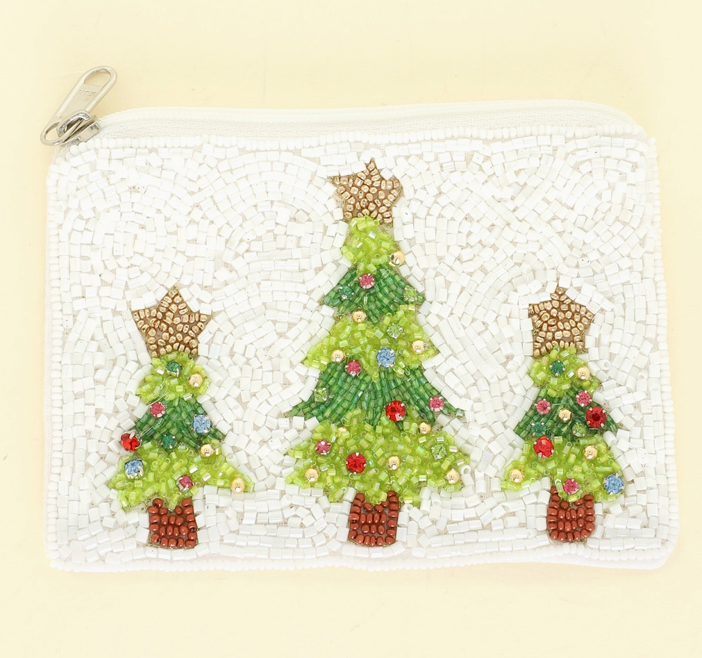 Christmas Tree Beaded Coin Purse