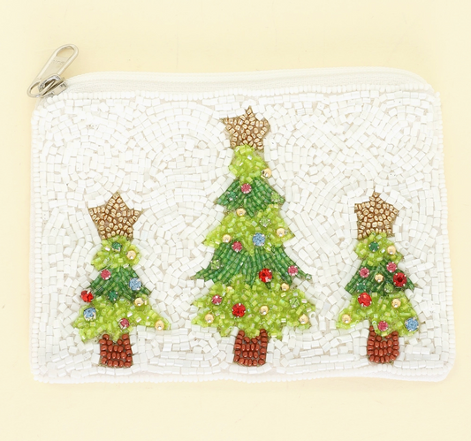 Christmas Tree Beaded Coin Purse