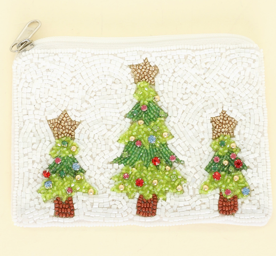 Christmas Tree Beaded Coin Purse