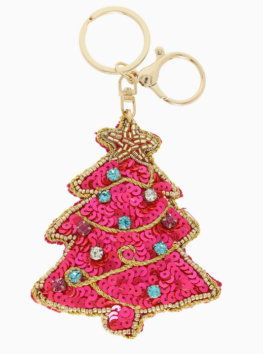 Pink Christmas Tree Bag Charm