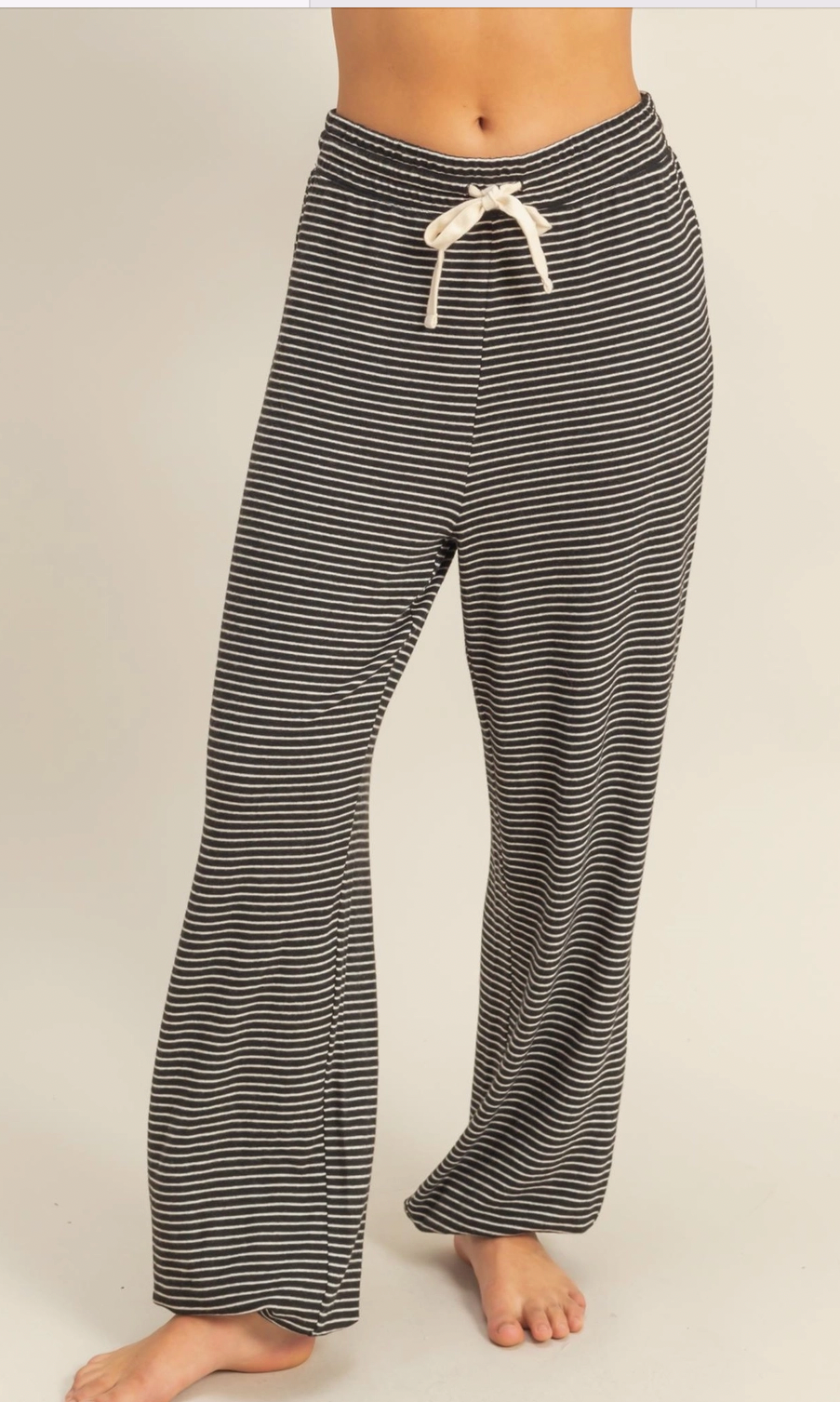All Weekend Long - Black/Ivory Stripe Joggers