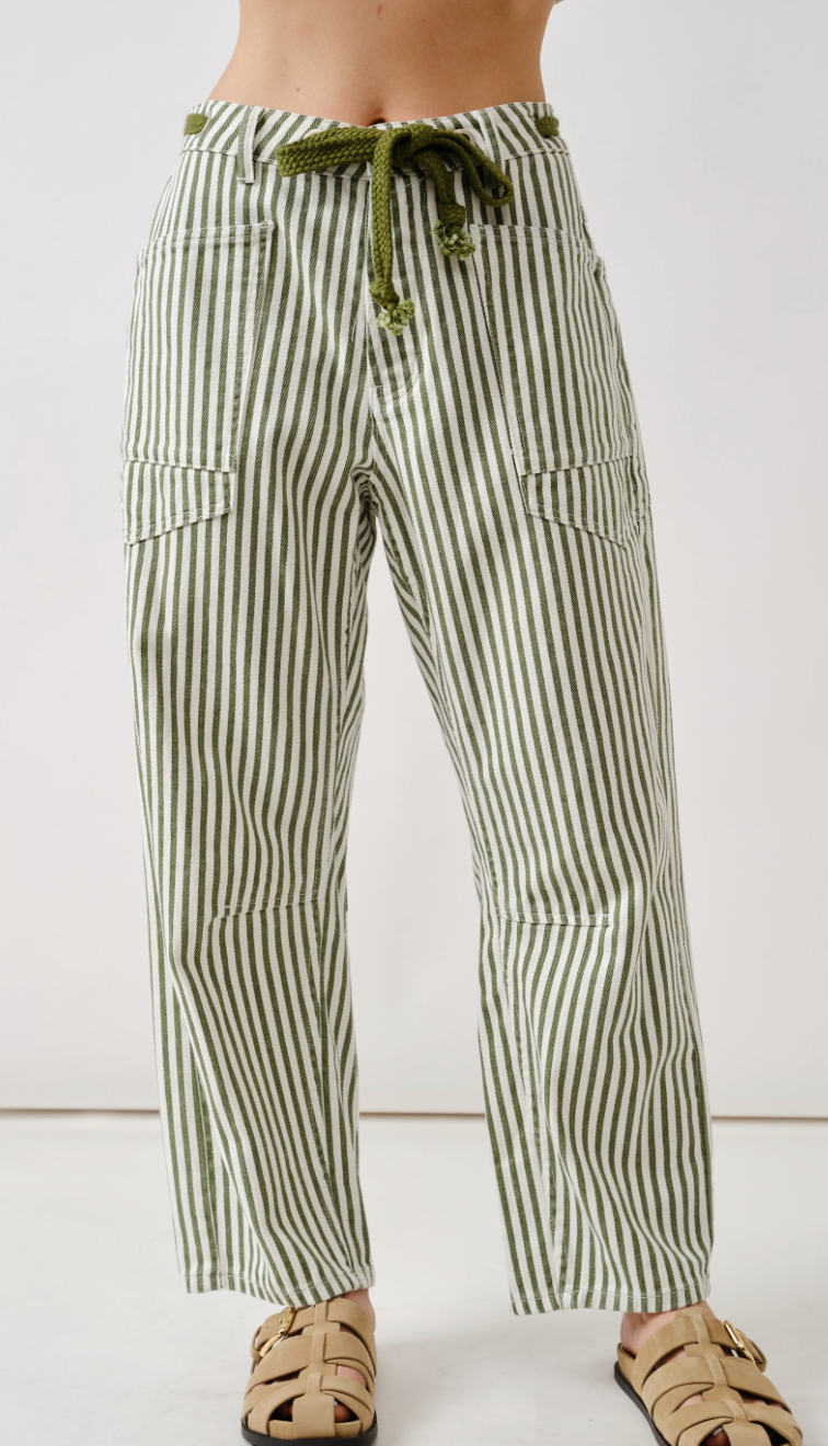 Miners Striped Jeans - Olive