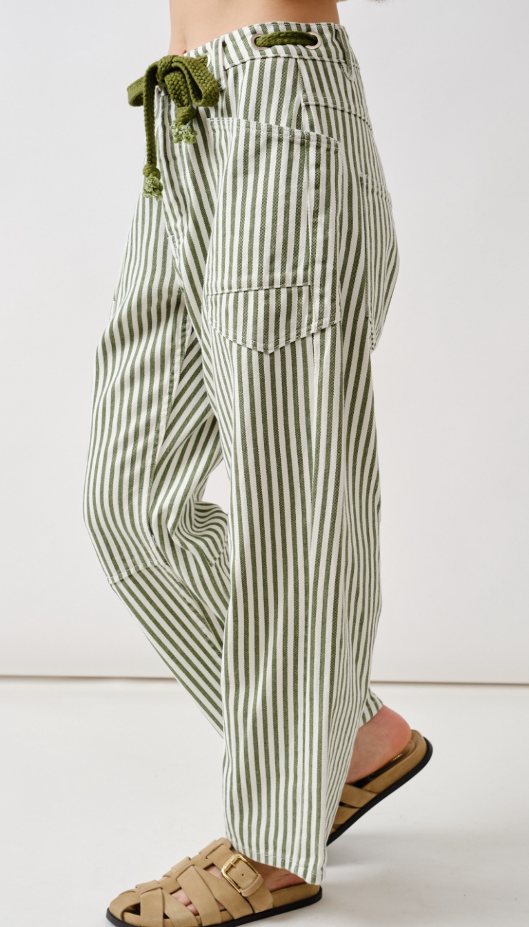 Miners Striped Jeans - Olive