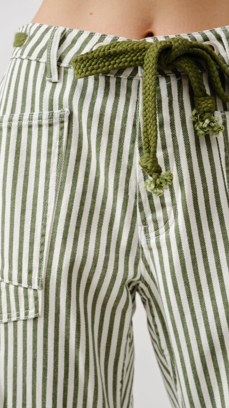 Miners Striped Jeans - Olive