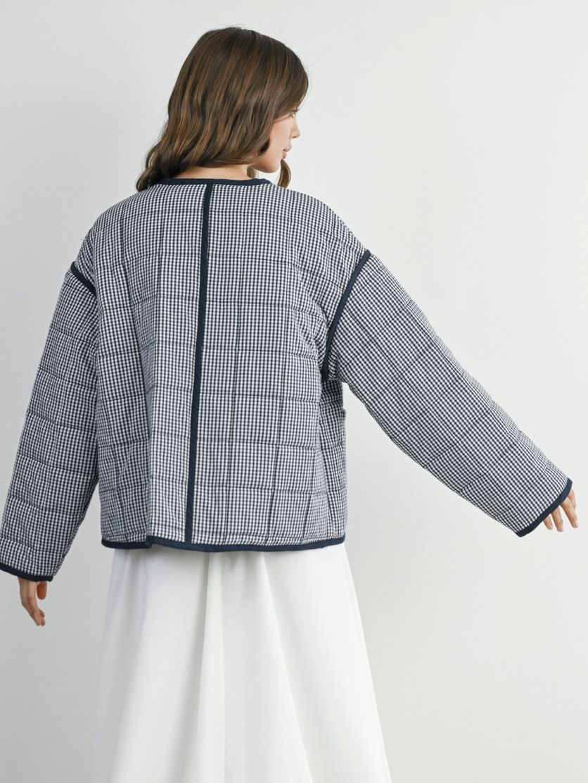 Keep Me Warm Gingham Quilted Jacket