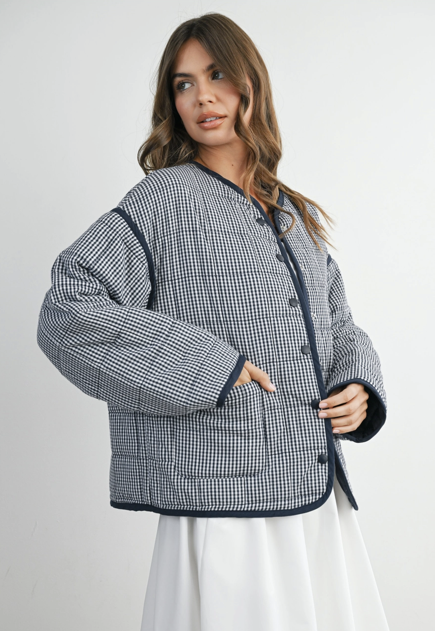 Keep Me Warm Gingham Quilted Jacket