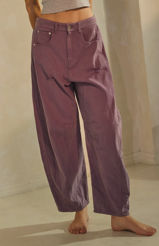 Slouchy Barrel Pants - Eggplant/Deep Lavender