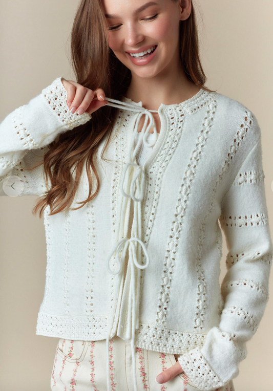 Now Or Never Tie Front Cardigan