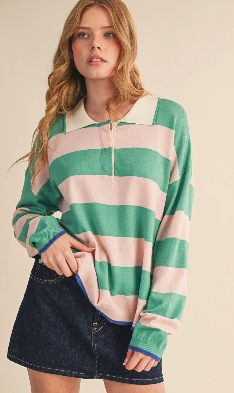 Strawberry Matcha Rugby Sweater