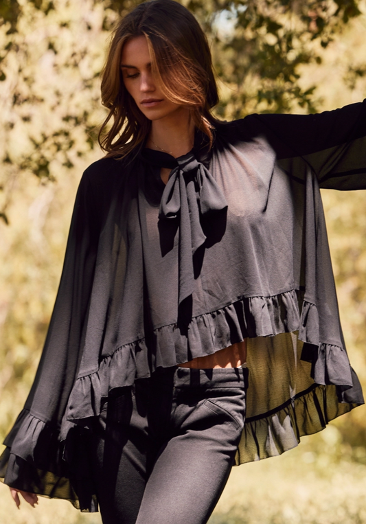 She's Fancy Chiffon Blouse - Black