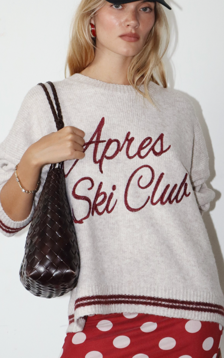 Ski Club Sweater - Oatmeal/Burgundy
