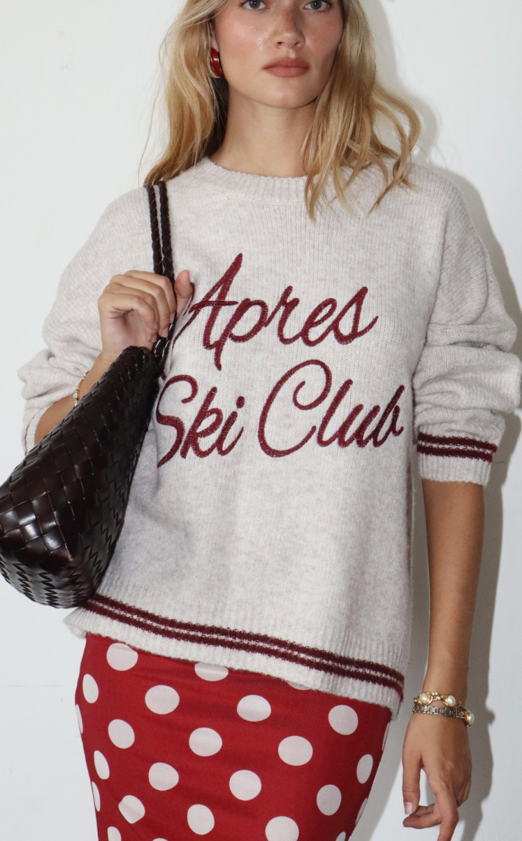 Ski Club Sweater - Oatmeal/Burgundy