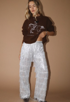 "The Pants" Silver Sequin Fringe