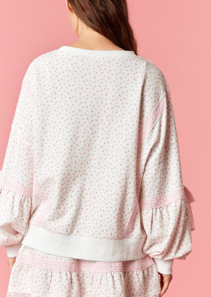 Once Upon A Bloom French Terry Pullover - Misty Pink