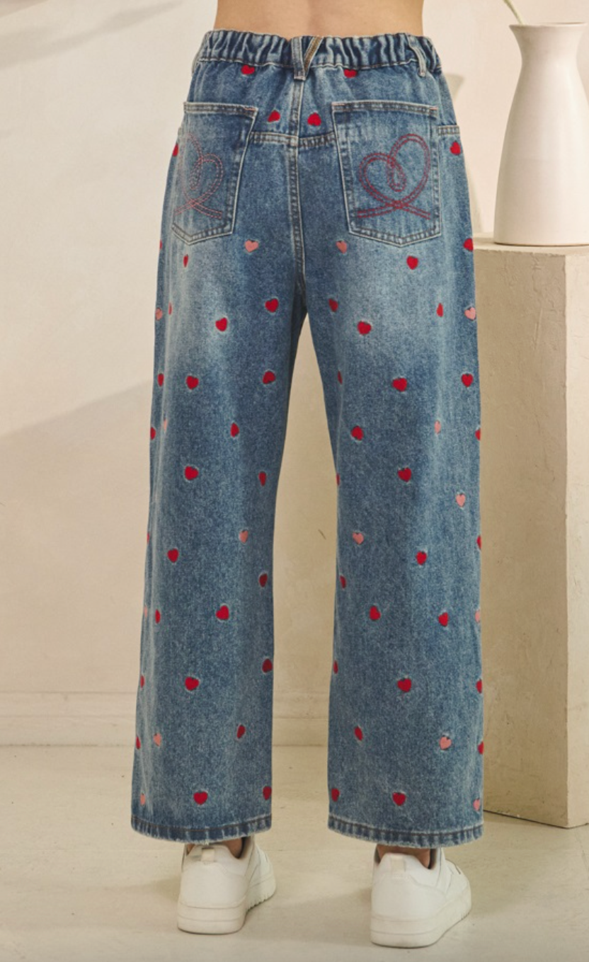Forever Yours Heart Embroidered Jeans