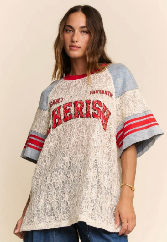 Cherish Baseball Embellished Shirt