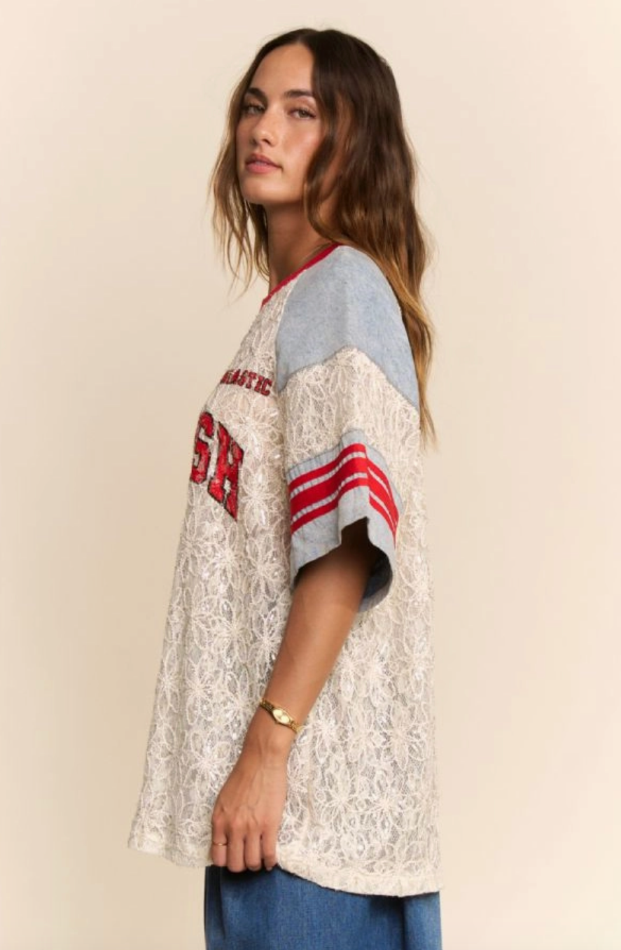 Cherish Baseball Embellished Shirt