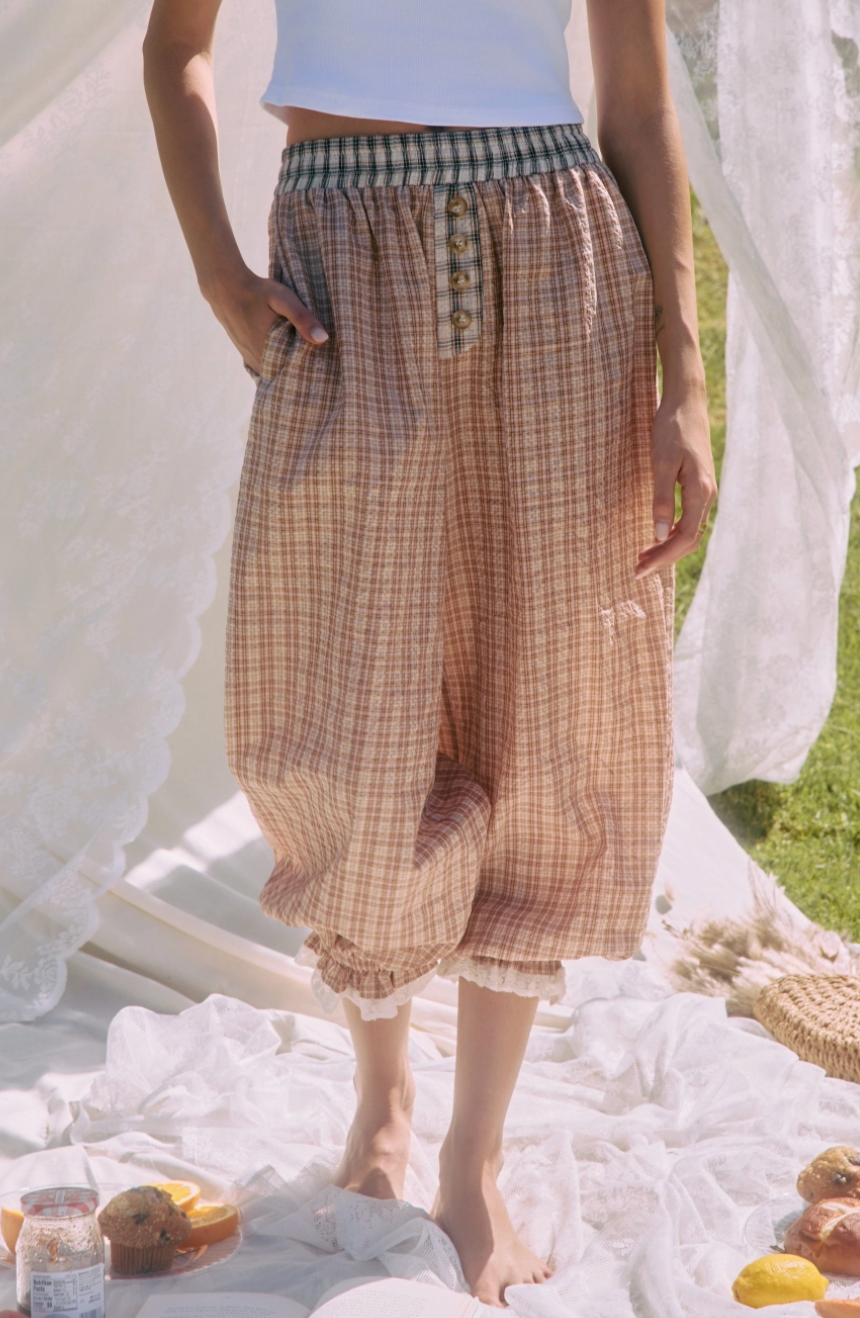 Sunday Stroll Plaid Bloomers - Taupe