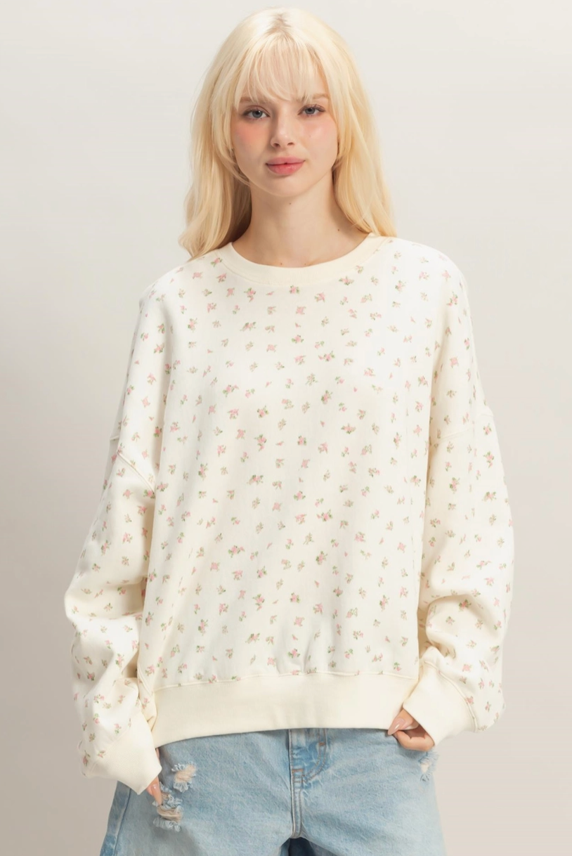 Laid Back Ditsy Floral Sweatshirt - Pink