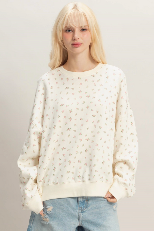 Laid Back Ditsy Floral Sweatshirt - Pink