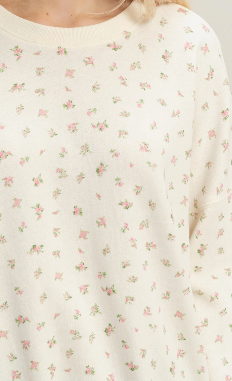 Laid Back Ditsy Floral Sweatshirt - Pink