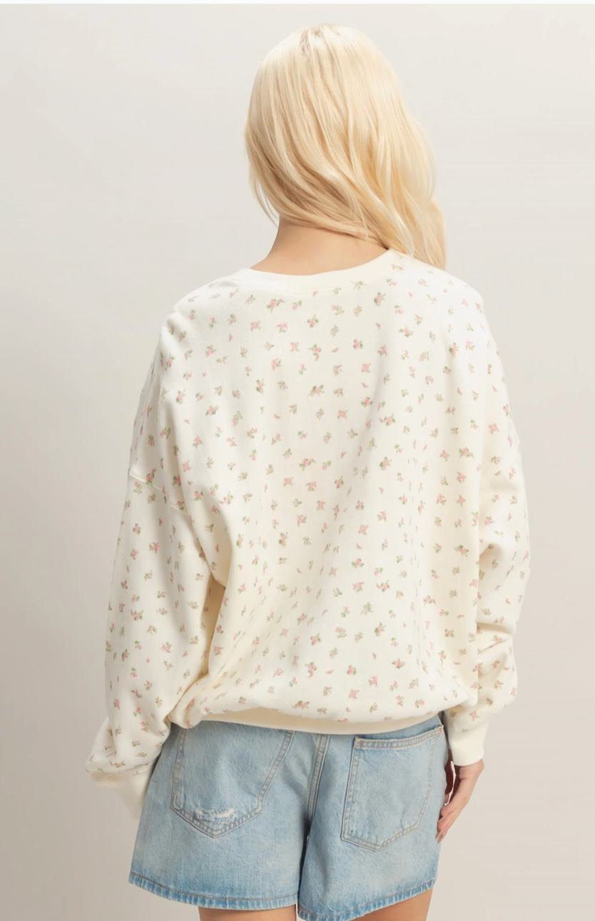 Laid Back Ditsy Floral Sweatshirt - Pink